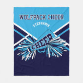 Custom - 📣 Cheerleader Blue, Navy Blue & White Fleecedecke (Vorderseite)