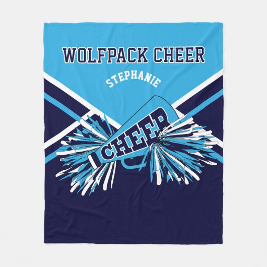 Custom - 📣 Cheerleader Blue, Navy Blue & White Fleecedecke (Vorderseite)