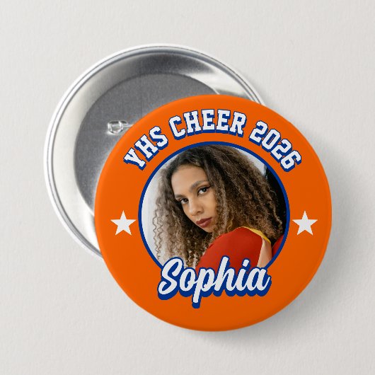 Custom Cheerleader Brag Button, Game Day Cheer Button (Vorne & Hinten)