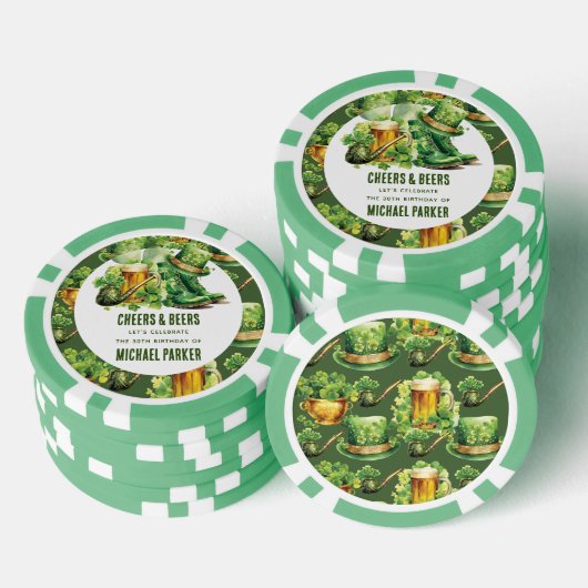 Custom Cheers Beers Birthday St Patrick's Day Pokerchips (Stapel)