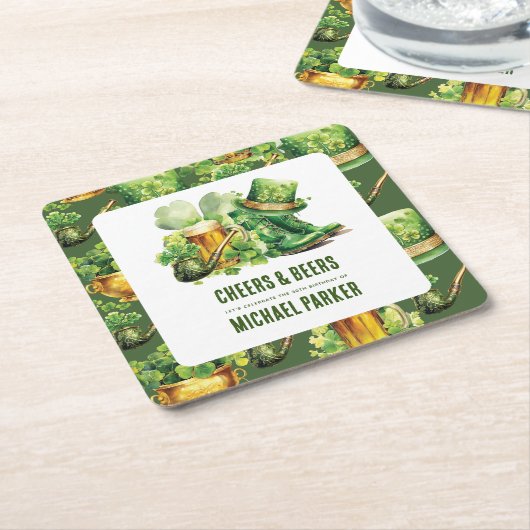 Custom Cheers Beers Birthday St Patrick's Day Rechteckiger Pappuntersetzer (angewinkelt)