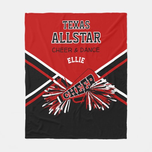 Custom - Cheleader 📣 - Rot, Schwarz & Weiß Fleecedecke (Vorderseite)