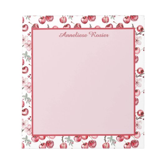 Custom Cherries and Cherry Blossom Muster Notizblock (Vorderseite)