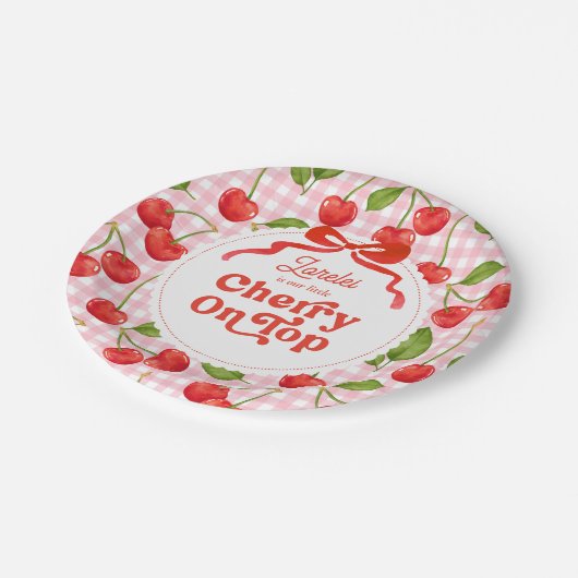 Custom Cherry auf Top Birthday Tellern Pappteller (Schrägansicht)