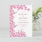 Custom Cherry Blossom Sakura Pink Floral Wedding Einladung (Stehend Vorderseite)