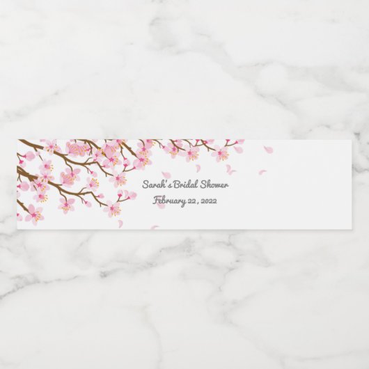 Custom Cherry Blossom Theme  Wasserflaschenetikett (Einzelnes Label)