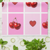 Custom Cherry Heart Checkerboard Pattern Geschirrtuch (Gefaltet)