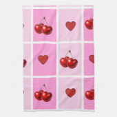 Custom Cherry Heart Checkerboard Pattern Geschirrtuch (Vertikal)