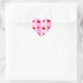 Custom Cherry Heart Checkerboard Pattern Herz-Aufkleber (Tasche)