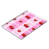 Custom Cherry Heart Checkerboard Pattern Notizblock (Linke Seite)