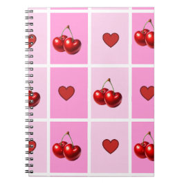 Custom Cherry Heart Checkerboard Pattern Notizblock