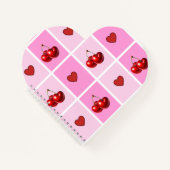 Custom Cherry Heart Checkerboard Pattern Notizblock (Vorderseite)