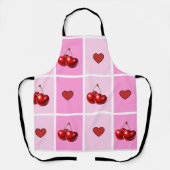 Custom Cherry Heart Checkerboard Pattern Schürze (Vorderseite)