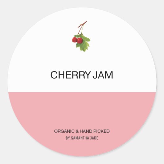 Custom Cherry Jam & Preserve Jar Labels für Pantry Runder Aufkleber (Vorderseite)