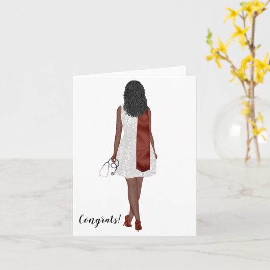 Custom Chic Afro-American Nursing Abschluss Karte (Gelbe Blume)