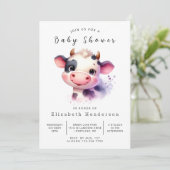 Custom Chic Barn Cow Baby Dusche Einladung (Stehend Vorderseite)