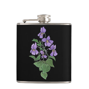 Custom chic black 'Sweet Violet' Hip Flasche Flachmann