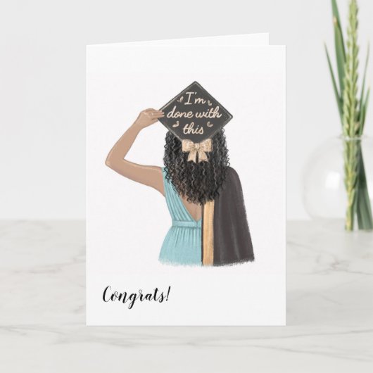 Custom Chic Black Woman High School Abschluss Karte (Vorderseite)