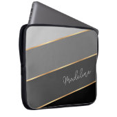 Custom Chic Dark Medium Light Gray Strip Art Laptopschutzhülle (Vorne Rechts)