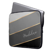Custom Chic Dark Medium Light Gray Strip Art Laptopschutzhülle (Vorderseite Links)