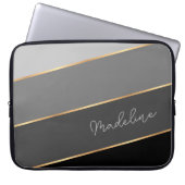 Custom Chic Dark Medium Light Gray Strip Art Laptopschutzhülle (Vorderseite)
