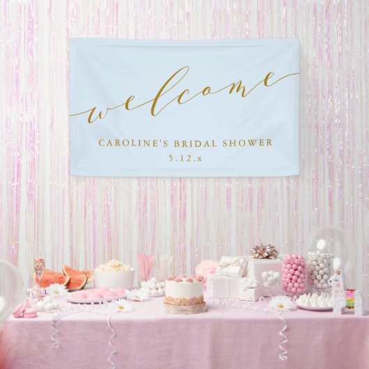 Custom Chic Elegant Blue Bridal Shower Welcome  Banner (Party)
