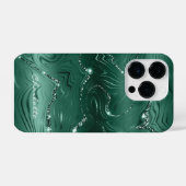 Custom Chic Emerald Green Silver Glitzer Muster iPhone Hülle (Rückseite (Horizontal))