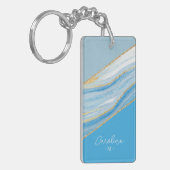 Custom Chic Gold Glitzer Luxus Marbella Art Muster Schlüsselanhänger (Vorderseite links)