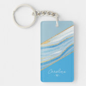 Custom Chic Gold Glitzer Luxus Marbella Art Muster Schlüsselanhänger (Vorderseite)