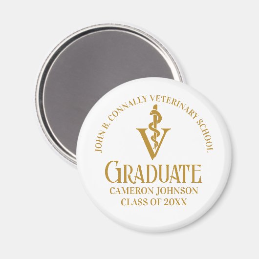 Custom Chic Gold Veterinary School Abschluss Magnet (Vorderseite/Rückseite)