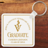 Custom Chic Gold Veterinary School Abschluss Schlüsselanhänger (Rückseite)