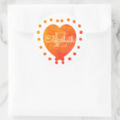 Custom Chic Initial Monogram Orange White Heart Runder Aufkleber (Tasche)