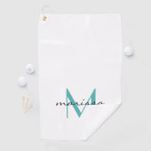Custom Chic Ladys Aquamarin Name Monogram Golf Han Golfhandtuch (Insitu)