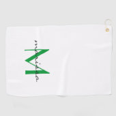 Custom Chic Ladys Green Name Monogram Golf Handtuc Golfhandtuch (Horizontal)