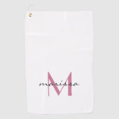 Custom Chic Ladys Pink Name Monogram Golfhandtuch (Vorderseite)