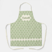 Custom Chic Light Sage Green Ivory Trellis Muster Schürze (Vorderseite)
