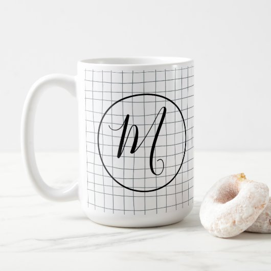 CUSTOM Chic Modern Messy Graphite Pencil LinesGrid Kaffeetasse (Mit Donut)