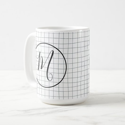 CUSTOM Chic Modern Messy Graphite Pencil LinesGrid Kaffeetasse (Vorderseite Links)