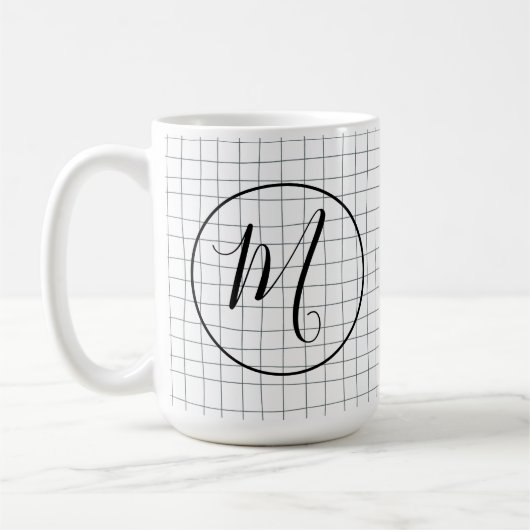 CUSTOM Chic Modern Messy Graphite Pencil LinesGrid Kaffeetasse (Links)