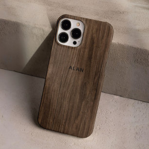 Custom Chic Moderne Retro Dunkelbraunes Holzkorn iPhone 16 Pro Hülle