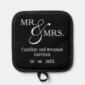 Custom Chic Mr. und Mrs. Couple Names Topflappen (Vorderseite)