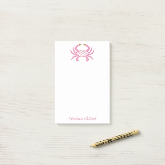 Custom Chic Pink Crab | Coastal Sticky Notes Post-it Klebezettel (Auf Schreibtisch)
