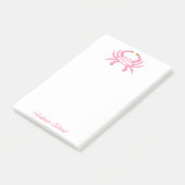 Custom Chic Pink Crab | Coastal Sticky Notes Post-it Klebezettel (angewinkelt)