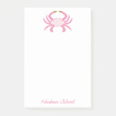 Custom Chic Pink Crab | Coastal Sticky Notes Post-it Klebezettel (Vorderseite)