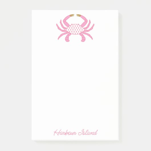 Custom Chic Pink Crab | Coastal Sticky Notes Post-it Klebezettel (Vorderseite)
