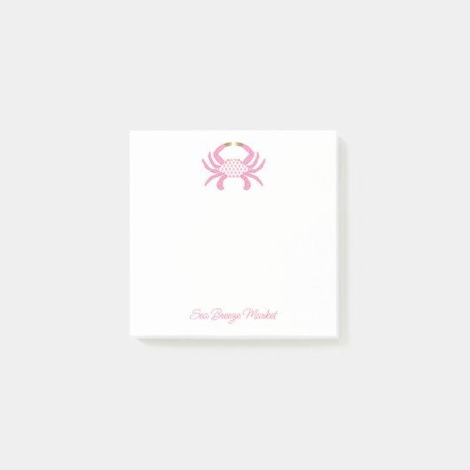 Custom Chic Pink Crab | Coastal Sticky Notes Post-it Klebezettel (Vorderseite)