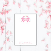 Custom Chic Pink Crab | Coastal Sticky Notes Post-it Klebezettel