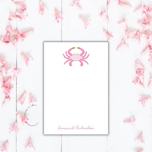 Custom Chic Pink Crab | Coastal Sticky Notes Post-it Klebezettel