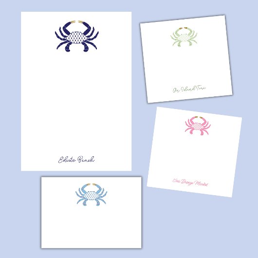 Custom Chic Pink Crab | Coastal Sticky Notes Post-it Klebezettel