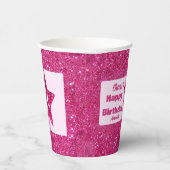 Custom Chic Pink Glitzer Cheers 21 Happy Birthday Pappbecher (Rechts)